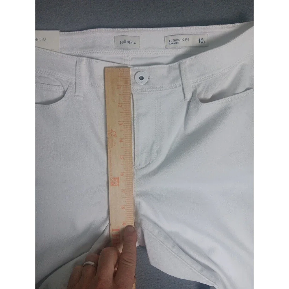 J.Jill womens Slim Ankle jeans petite 10P stretch solid white authentic fit